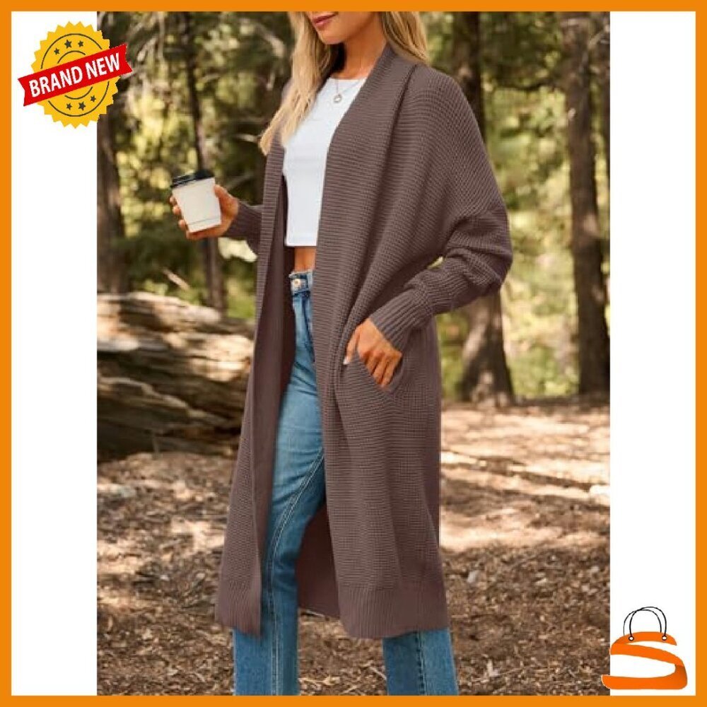 Oversized Long Cardigan Sweater Open Front Winter Coat Soft Cozy - Picture 4 of 8